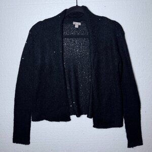 J. Jill Women's Size XS Black Sequin Sparkle Open Front Cardigan Sweater Shimmer